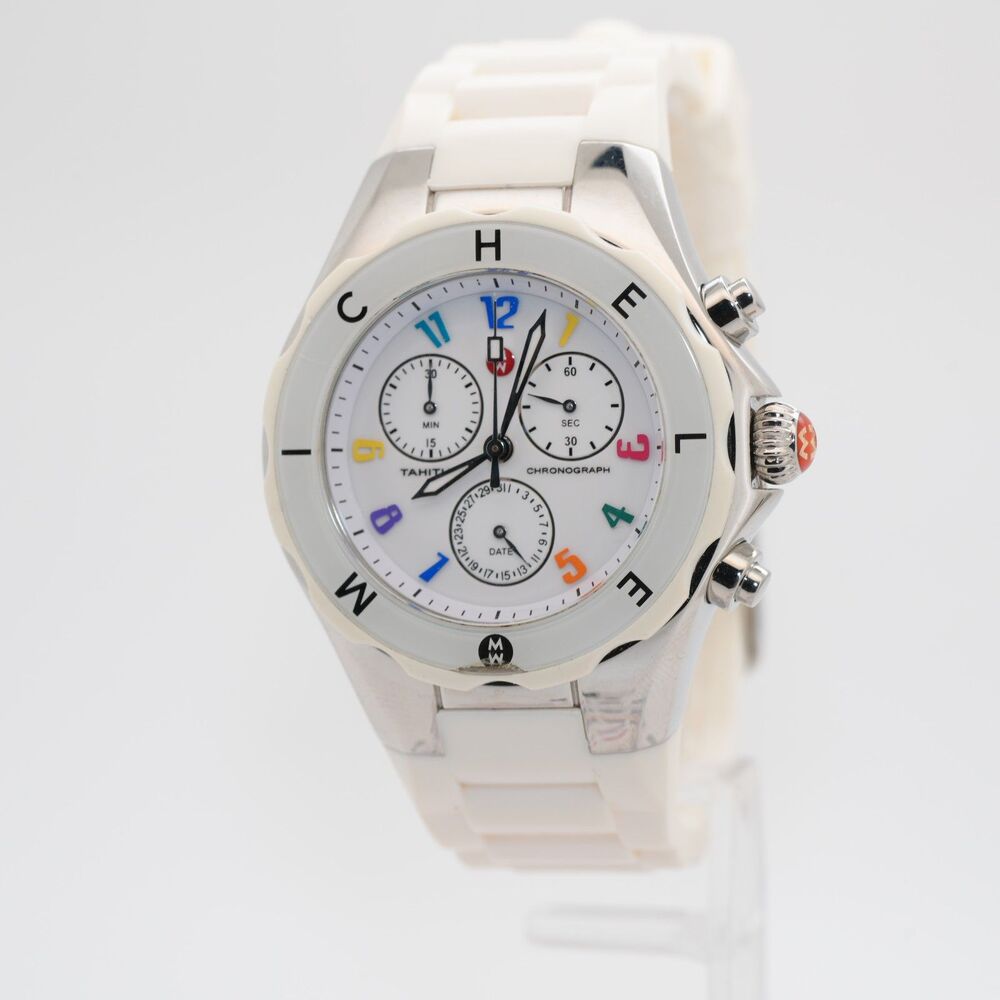 MICHELE Tahitian Jelly Bean MWW12F000013 Chronograph White Rainbow Repaired
